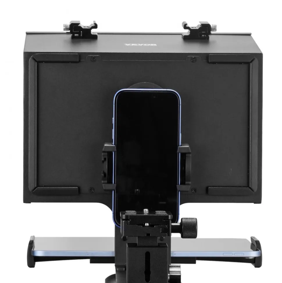 VEVOR Teleprompter, 10" Aluminum Alloy, Desktop Prompter with Adjustable Spectroscope, Remote Control, for YouTube, Twitch, Zoom, Supports DSLR/Webcam/Smartphone, for Video Recording/Live Streaming