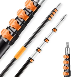 VEVOR Telescopic Extension Pole, 4.66-19 FT Multi-Purpose Extendable Pole, Sturdy Aluminum Alloy Paint Pole Extension with Flip-Lock Design, High Reach Roller Stick for Painting, Dusting and Cleaning