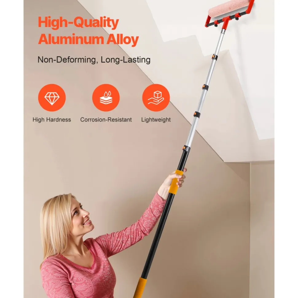 VEVOR Telescopic Extension Pole, 4.66-19 FT Multi-Purpose Extendable Pole, Sturdy Aluminum Alloy Paint Pole Extension with Flip-Lock Design, High Reach Roller Stick for Painting, Dusting and Cleaning