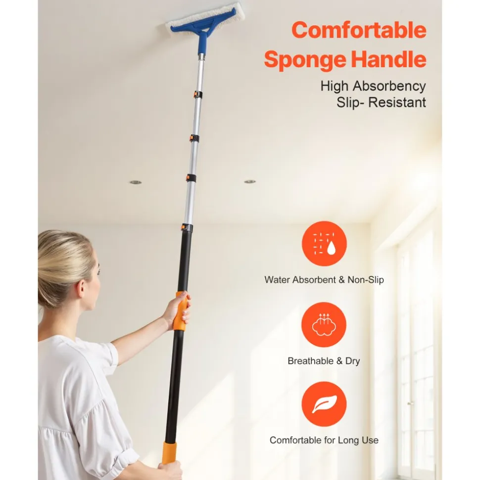 VEVOR Telescopic Extension Pole, 4.66-19 FT Multi-Purpose Extendable Pole, Sturdy Aluminum Alloy Paint Pole Extension with Flip-Lock Design, High Reach Roller Stick for Painting, Dusting and Cleaning