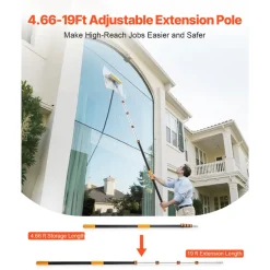 VEVOR Telescopic Extension Pole, 4.66-19 FT Multi-Purpose Extendable Pole, Sturdy Aluminum Alloy Paint Pole Extension with Flip-Lock Design, High Reach Roller Stick for Painting, Dusting and Cleaning