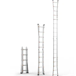VEVOR Telescoping Ladder A Frame, 17 FT Compact Aluminum Extension Ladder, Multi-Function Portable Collapsible RV Ladder, Telescopic Ladder for Homework Stairs Indoor Outdoor Roof, 330lb Load