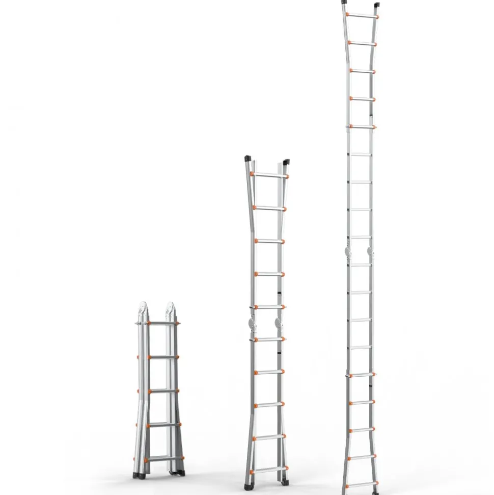 VEVOR Telescoping Ladder A Frame, 17 FT Compact Aluminum Extension Ladder, Multi-Function Portable Collapsible RV Ladder, Telescopic Ladder for Homework Stairs Indoor Outdoor Roof, 330lb Load