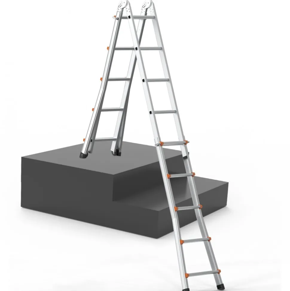 VEVOR Telescoping Ladder A Frame, 17 FT Compact Aluminum Extension Ladder, Multi-Function Portable Collapsible RV Ladder, Telescopic Ladder for Homework Stairs Indoor Outdoor Roof, 330lb Load