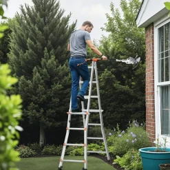 VEVOR Telescoping Ladder A Frame, 17 FT Compact Aluminum Extension Ladder, Multi-Function Portable Collapsible RV Ladder, Telescopic Ladder for Homework Stairs Indoor Outdoor Roof, 330lb Load