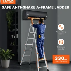 VEVOR Telescoping Ladder A Frame, 20 FT Compact Aluminum Extension Ladder, Multi-Function Portable Collapsible RV Ladder, Telescopic Ladder for Homework Stairs Indoor Outdoor Roof, 330lb Load