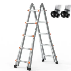 VEVOR Telescoping Ladder A Frame, 20 FT Compact Aluminum Extension Ladder, Multi-Function Portable Collapsible RV Ladder, Telescopic Ladder for Homework Stairs Indoor Outdoor Roof, 330lb Load