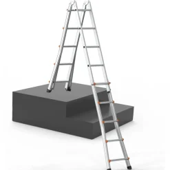 VEVOR Telescoping Ladder A Frame, 20 FT Compact Aluminum Extension Ladder, Multi-Function Portable Collapsible RV Ladder, Telescopic Ladder for Homework Stairs Indoor Outdoor Roof, 330lb Load