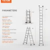 VEVOR Telescoping Ladder A Frame, 15.5 FT Compact Aluminum Extension Ladder, Multi-Function Portable Collapsible RV Ladder, Telescopic Ladder for Homework Stairs Indoor Outdoor Roof, 330lb Load