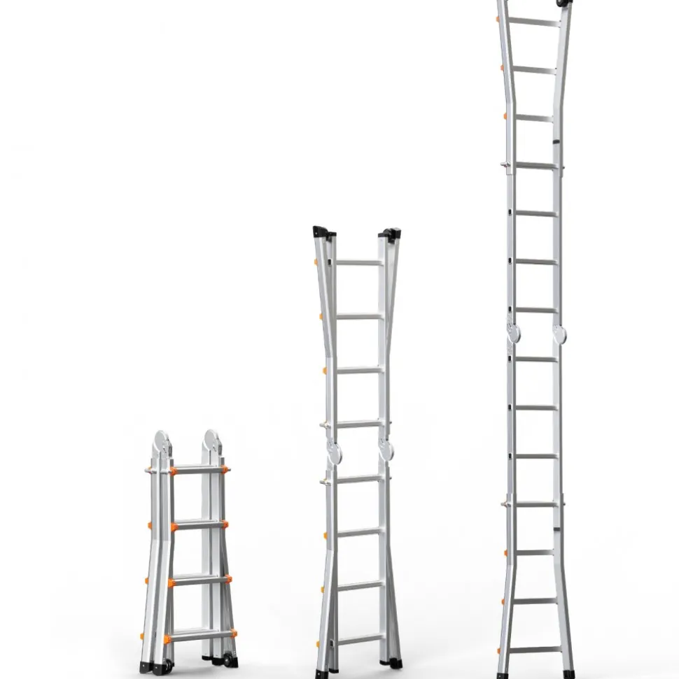 VEVOR Telescoping Ladder A Frame, 15.5 FT Compact Aluminum Extension Ladder, Multi-Function Portable Collapsible RV Ladder, Telescopic Ladder for Homework Stairs Indoor Outdoor Roof, 330lb Load