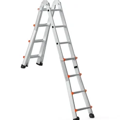 VEVOR Telescoping Ladder A Frame, 15.5 FT Compact Aluminum Extension Ladder, Multi-Function Portable Collapsible RV Ladder, Telescopic Ladder for Homework Stairs Indoor Outdoor Roof, 330lb Load