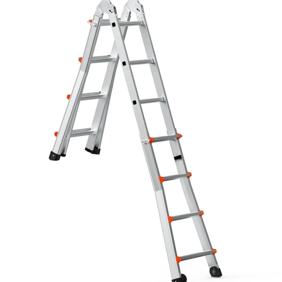 VEVOR Telescoping Ladder A Frame, 15.5 FT Compact Aluminum Extension Ladder, Multi-Function Portable Collapsible RV Ladder, Telescopic Ladder for Homework Stairs Indoor Outdoor Roof, 330lb Load