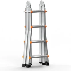 VEVOR Telescoping Ladder A Frame, 15.5 FT Compact Aluminum Extension Ladder, Multi-Function Portable Collapsible RV Ladder, Telescopic Ladder for Homework Stairs Indoor Outdoor Roof, 330lb Load