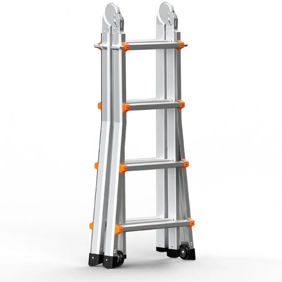 VEVOR Telescoping Ladder A Frame, 15.5 FT Compact Aluminum Extension Ladder, Multi-Function Portable Collapsible RV Ladder, Telescopic Ladder for Homework Stairs Indoor Outdoor Roof, 330lb Load