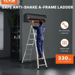 VEVOR Telescoping Ladder A Frame, 15.5 FT Compact Aluminum Extension Ladder, Multi-Function Portable Collapsible RV Ladder, Telescopic Ladder for Homework Stairs Indoor Outdoor Roof, 330lb Load