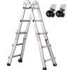VEVOR Telescoping Ladder A Frame, 9.5 FT Compact Aluminum Extension Ladder, Multi-Function Portable Collapsible RV Ladder, Telescopic Ladder for Homework Stairs Indoor Outdoor Roof, 330lb Load