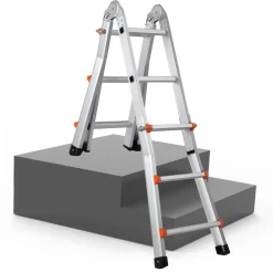VEVOR Telescoping Ladder A Frame, 20.5 FT Compact Aluminum Extension Ladder, Multi-Function Portable Collapsible RV Ladder, Telescopic Ladder for Homework Stairs Indoor Outdoor Roof, 330lb Load
