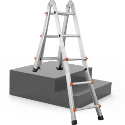 VEVOR Telescoping Ladder A Frame, 11 FT Compact Aluminum Extension Ladder, Multi-Function Portable Collapsible RV Ladder, Telescopic Ladder for Homework Stairs Indoor Outdoor Roof, 330lb Load
