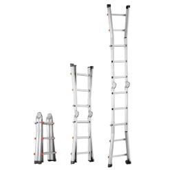 VEVOR Telescoping Ladder A Frame, 11 FT Compact Aluminum Extension Ladder, Multi-Function Portable Collapsible RV Ladder, Telescopic Ladder for Homework Stairs Indoor Outdoor Roof, 330lb Load