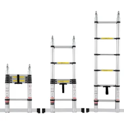 VEVOR Telescoping Ladder, 12.5FT A-Shape Aluminum Extension Ladder Lightweight, Multi-button Retraction Collapsible Ladder, 375 LBS Capacity w/ Stabilizer Bar, Multi-Purpose Ladders for RV, Camper