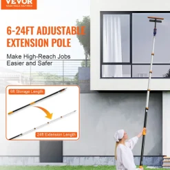 VEVOR Telescoping Pole, 6 to 24 FT Pole, Extension Multi-Purpose Pole, Sturdy Aluminum Alloy Paint Extendable Pole with Flip-Lock Design, Telescopic Pole for Painting, Dusting and Cleaning