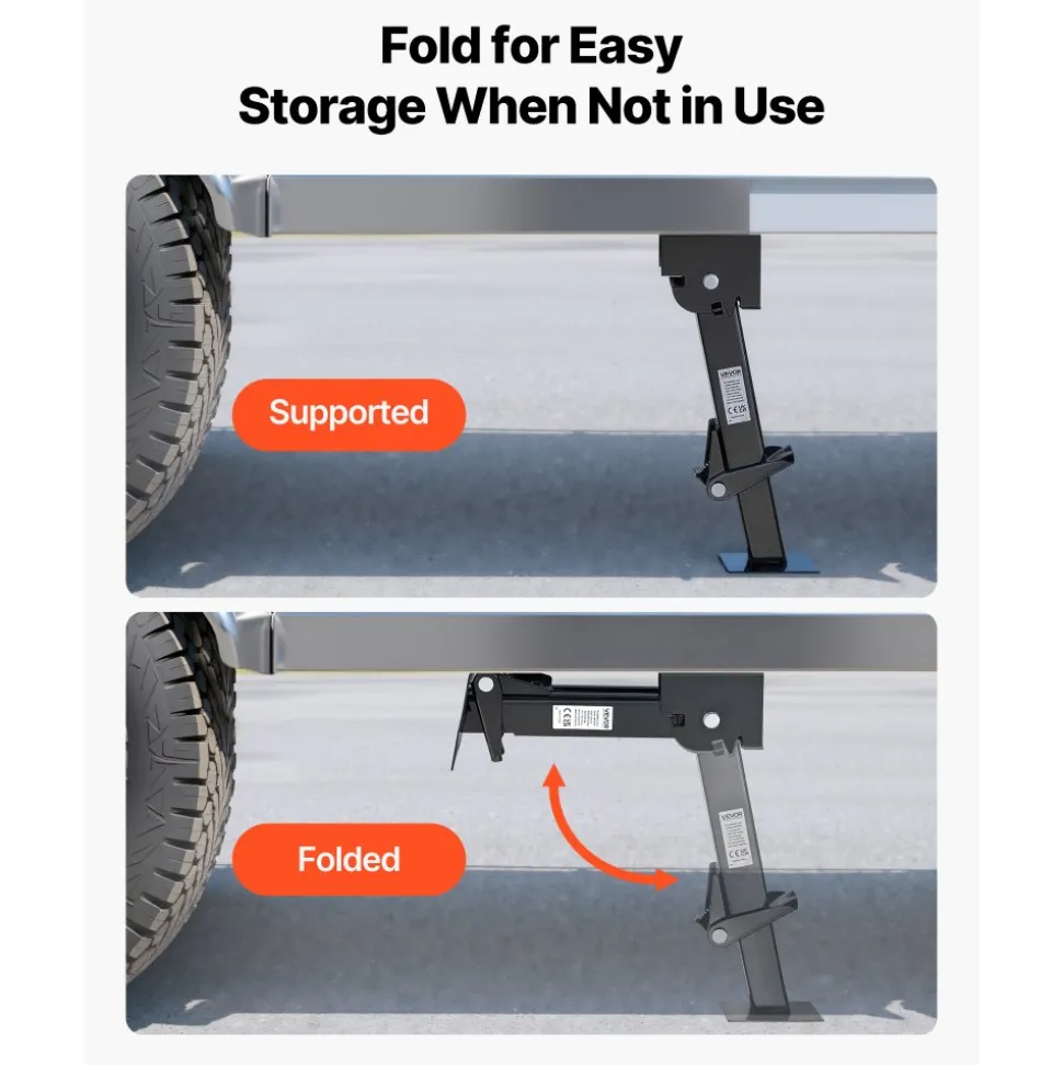 VEVOR Telescoping Stabilizer Jack, 2PCS Telescoping Folding Trailer Jack, Trailer Swing Down Stabilizer Jack for RV Trailer, Supports 1000lbs Capacity Each, Adjustable from 11.7 inch to 18.2 inch