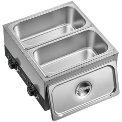 VEVOR 2-Temp Knob Chocolate Melting Machine, 2 Tanks 17.6 Lbs Choc Melter, 1600W Power, Independent Temp Control, Water Bath Heat System, Stainless Steel, 86℉ - 185℉, Cheese Warmer, Commercial & Home