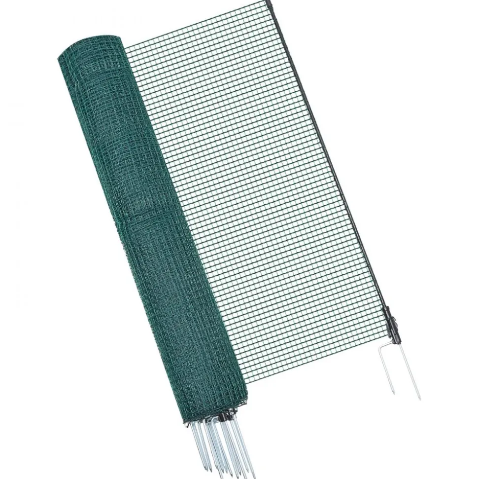 VEVOR Temporary Fence with Posts, 3 x 49.2 FT Plastic Mesh Fencing, Garden Safety Fences Netting with Double-Spike Stakes & Guy Ropes, Temporary Fence for Dogs, Chickens, Plants, Outdoor Yards