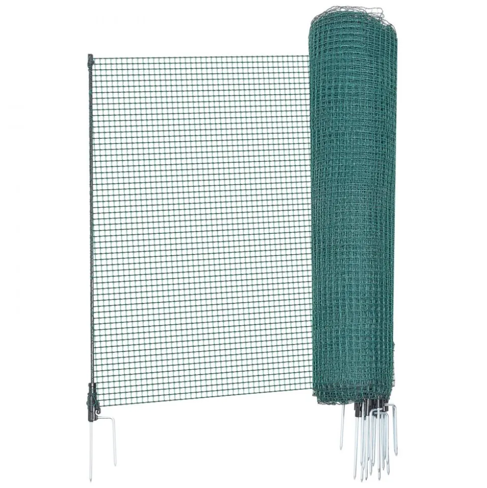 VEVOR Temporary Fence with Posts, 3 x 98.4 FT Plastic Mesh Fencing, Garden Safety Fences Netting with Double-Spike Stakes & Guy Ropes, Temporary Fence for Dogs, Chickens, Plants, Outdoor Yards