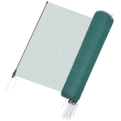 VEVOR Temporary Fence with Posts, 3 x 98.4 FT Plastic Mesh Fencing, Garden Safety Fences Netting with Double-Spike Stakes & Guy Ropes, Temporary Fence for Dogs, Chickens, Plants, Outdoor Yards