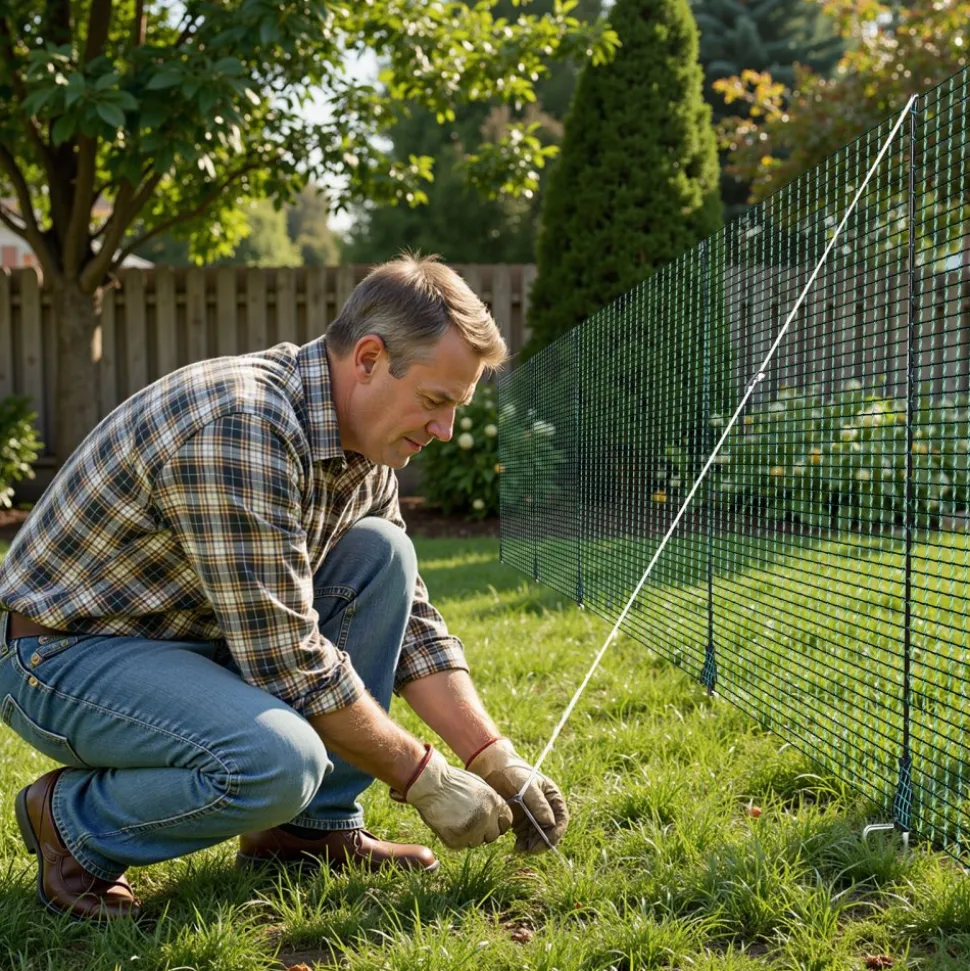 VEVOR Temporary Fence with Posts, 3 x 98.4 FT Plastic Mesh Fencing, Garden Safety Fences Netting with Double-Spike Stakes & Guy Ropes, Temporary Fence for Dogs, Chickens, Plants, Outdoor Yards
