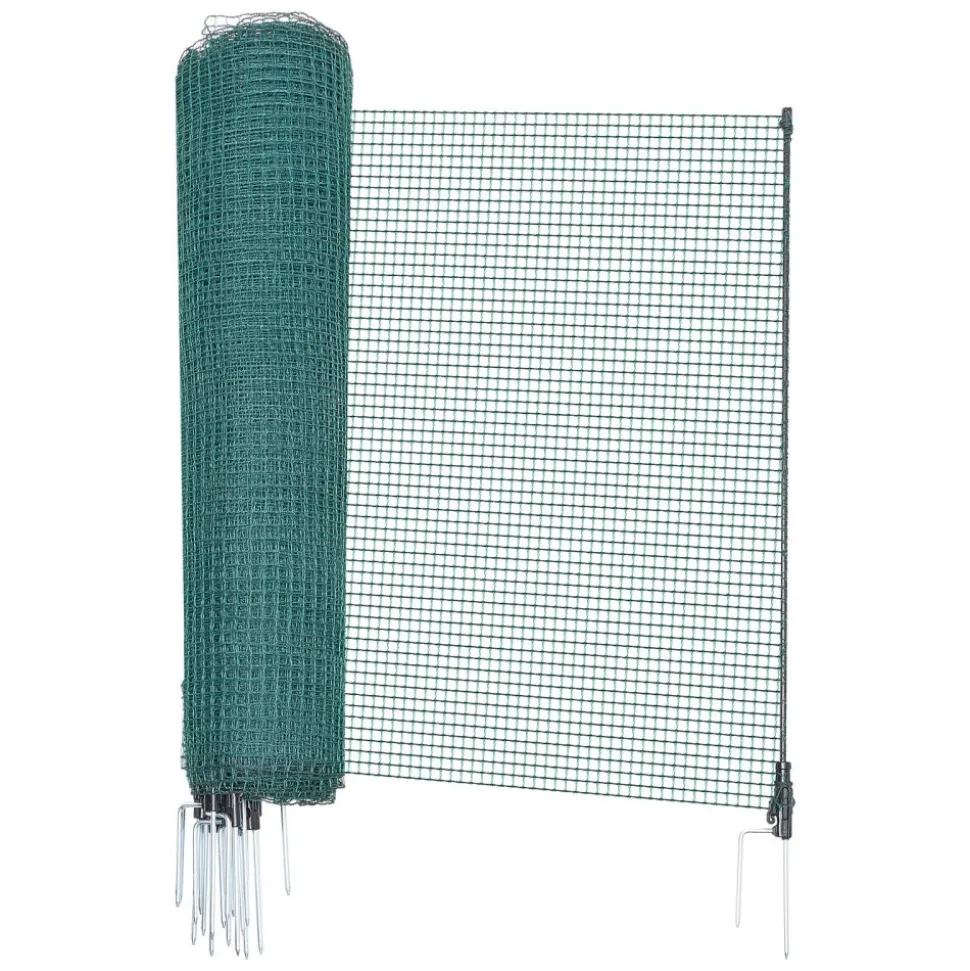 VEVOR Temporary Fence with Posts, 3 x 98.4 FT Plastic Mesh Fencing, Garden Safety Fences Netting with Double-Spike Stakes & Guy Ropes, Temporary Fence for Dogs, Chickens, Plants, Outdoor Yards