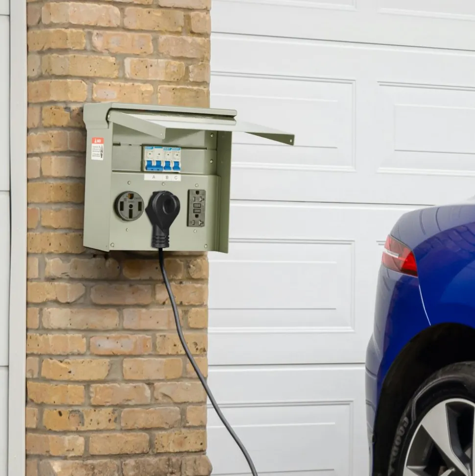 VEVOR Temporary Power Outlet Panel, 20 30 50 Amp, RV EV Electrical Outlet Panel, with NEMA 50 Amp NEMA 30 Amp GFCI 20 Amp Receptacle Installed, Pre-Wired IP54 Weatherproof Box, for RV Camper Motorhome
