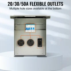 VEVOR Temporary Power Outlet Panel, 125/250V, RV Power Outlet Box with a 20/30/50 Amp Receptacle Installed, NEMA 14-50R / NEMA TT-30R / 15A GFCI for RV Camper Trailer Motorhome