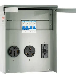 VEVOR Temporary Power Outlet Panel, 125/250V, RV Power Outlet Box with a 20/30/50 Amp Receptacle Installed, NEMA 14-50R / NEMA TT-30R / 15A GFCI for RV Camper Trailer Motorhome