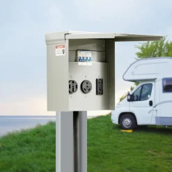 VEVOR Temporary Power Outlet Panel, 125/250V, RV Power Outlet Box with a 20/30/50 Amp Receptacle Installed, NEMA 14-50R / NEMA TT-30R / 15A GFCI for RV Camper Trailer Motorhome
