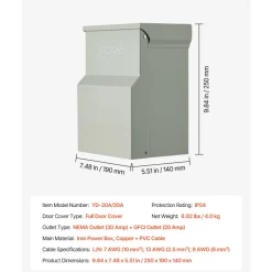 VEVOR Temporary Power Outlet Panel, 20 30 Amp, RV EV Electrical Outlet Panel with NEMA 30 Amp GFCI 20 Amp Receptacle Installed, Pre-Wired IP54 Weatherproof Box, for RV Camper Car Travel Motorhome