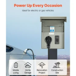 VEVOR Temporary Power Outlet Panel, 20 30 Amp, RV EV Electrical Outlet Panel with NEMA 30 Amp GFCI 20 Amp Receptacle Installed, Pre-Wired IP54 Weatherproof Box, for RV Camper Car Travel Motorhome