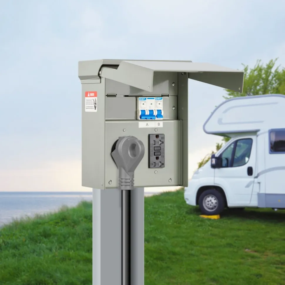 VEVOR Temporary Power Outlet Panel, 20 50 Amp, RV EV Electrical Outlet Panel with NEMA 50 Amp GFCI 20 Amp Receptacle Installed, Pre-Wired IP54 Weatherproof Box, for RV Camper Car Travel Motorhome