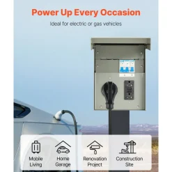 VEVOR Temporary Power Outlet Panel, 20 50 Amp, RV EV Electrical Outlet Panel with NEMA 50 Amp GFCI 20 Amp Receptacle Installed, Pre-Wired IP54 Weatherproof Box, for RV Camper Car Travel Motorhome