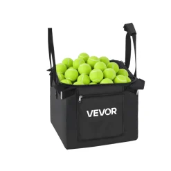 VEVOR Tennis Ball Hopper, Holds 120 Tennis Balls, Foldable Pickleball Basket Cart with Wheels for Easy Pick Up, Lightweight Aluminum Alloy, Portable Pickleball Caddy with Storage Bag, for Training