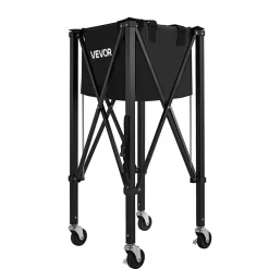VEVOR Tennis Ball Hopper, Holds 120 Tennis Balls, Foldable Pickleball Basket Cart with Wheels for Easy Pick Up, Lightweight Aluminum Alloy, Portable Pickleball Caddy with Storage Bag, for Training