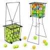 VEVOR Tennis Ball Hopper, Holds 150 Tennis Balls, Foldable Pickleball Basket Cart with Wheels for Easy Pick Up, Lightweight Aluminum Alloy, Portable Pickleball Caddy with Storage Bag, for Training