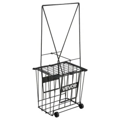 VEVOR Tennis Ball Hopper, Holds 150 Tennis Balls, Foldable Pickleball Basket Cart with Wheels for Easy Pick Up, Lightweight Aluminum Alloy, Portable Pickleball Caddy with Storage Bag, for Training
