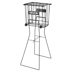VEVOR Tennis Ball Hopper, Holds 150 Tennis Balls, Foldable Pickleball Basket Cart with Wheels for Easy Pick Up, Lightweight Aluminum Alloy, Portable Pickleball Caddy with Storage Bag, for Training