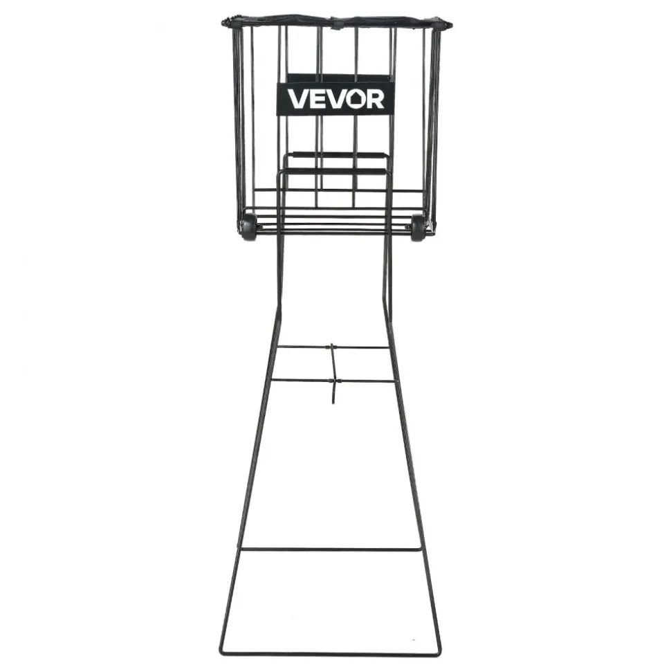 VEVOR Tennis Ball Hopper, Holds 150 Tennis Balls, Foldable Pickleball Basket Cart with Wheels for Easy Pick Up, Lightweight Aluminum Alloy, Portable Pickleball Caddy with Storage Bag, for Training