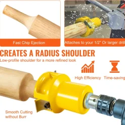 VEVOR Tenon Cutter, 1.5" / 38 mm Diameter, Premium Aluminum & Steel Log Furniture Cutter, with Dual Curved Blades & Button Screws Home Master Kit, Commercial Woodworking Tool for Home Beginner DIY
