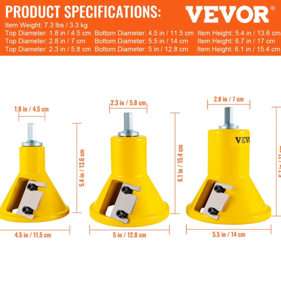 VEVOR Tenon Cutter, 1"/25.4mm & 1.5"/38mm & 2"/50.8mm, Premium Aluminum & Steel Log Furniture Cutter, with Dual Straight Blades & Button Screws Home Master Kit, Commercial Starter’s Tool for Home D