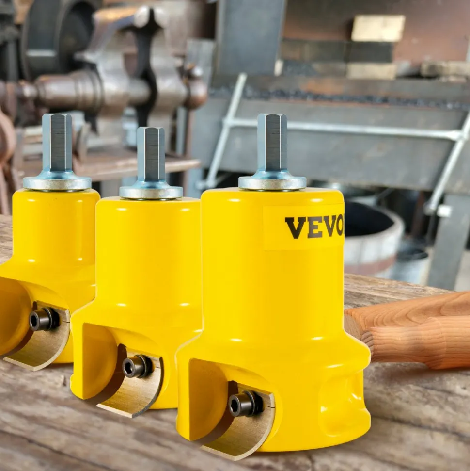 VEVOR Tenon Cutter, 1"/25.4mm & 1.5"/38mm & 2"/50.8mm, Premium Aluminum & Steel Log Furniture Cutter, with Dual Curved Blades & Button Screws Home Master Kit, Commercial Starter’s Tool for Home DIY