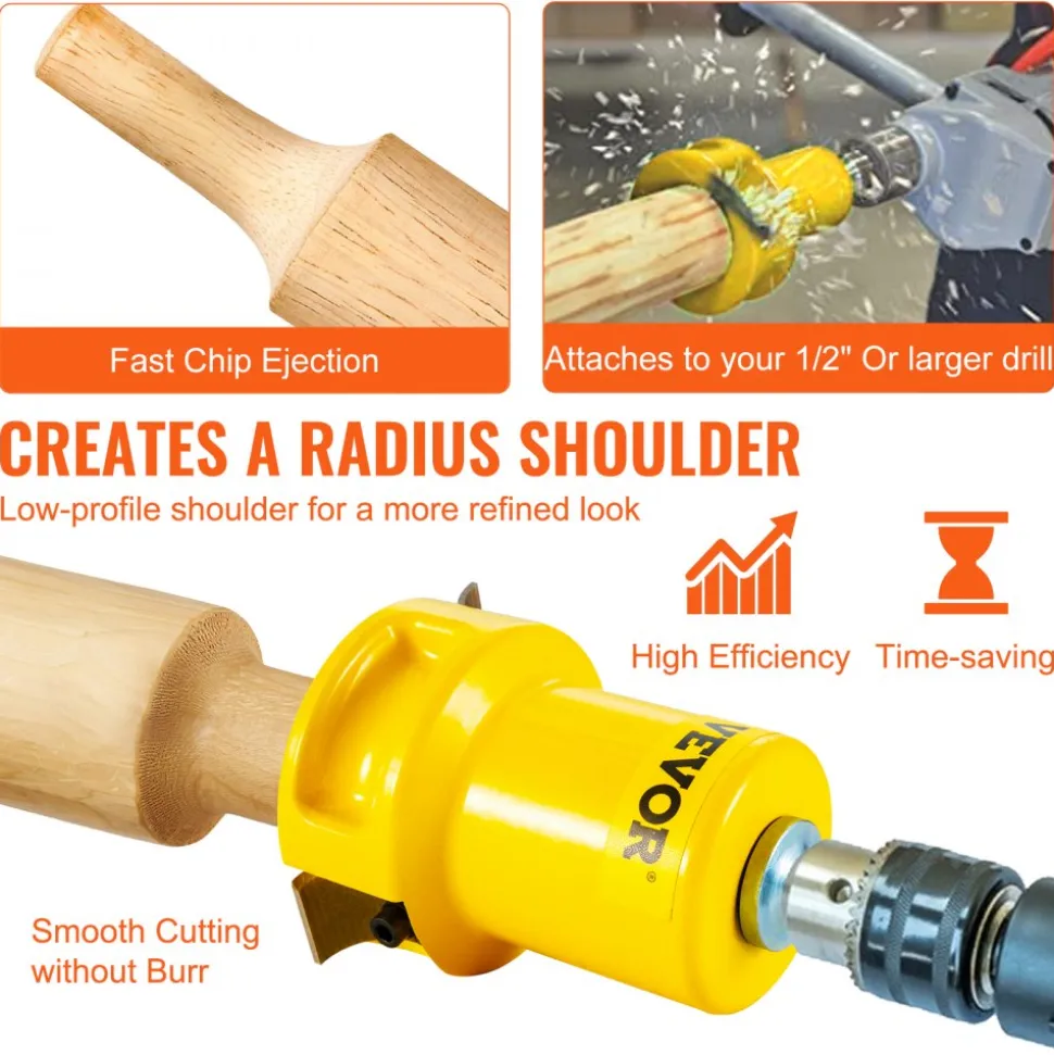 VEVOR Tenon Cutter, 1"/25.4mm & 1.5"/38mm & 2"/50.8mm, Premium Aluminum & Steel Log Furniture Cutter, with Dual Curved Blades & Button Screws Home Master Kit, Commercial Starter’s Tool for Home DIY